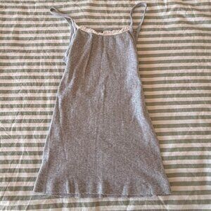 Grey Ribbed Tank Top With C 9 B 5